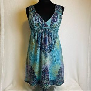 Weavers Dress Size Small S Blue Hippie Boho Paisley Mini Dress